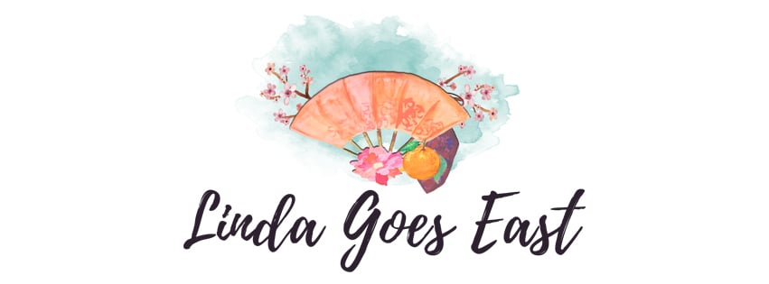Linda Goes East Fan With Sacura Flowers Banner